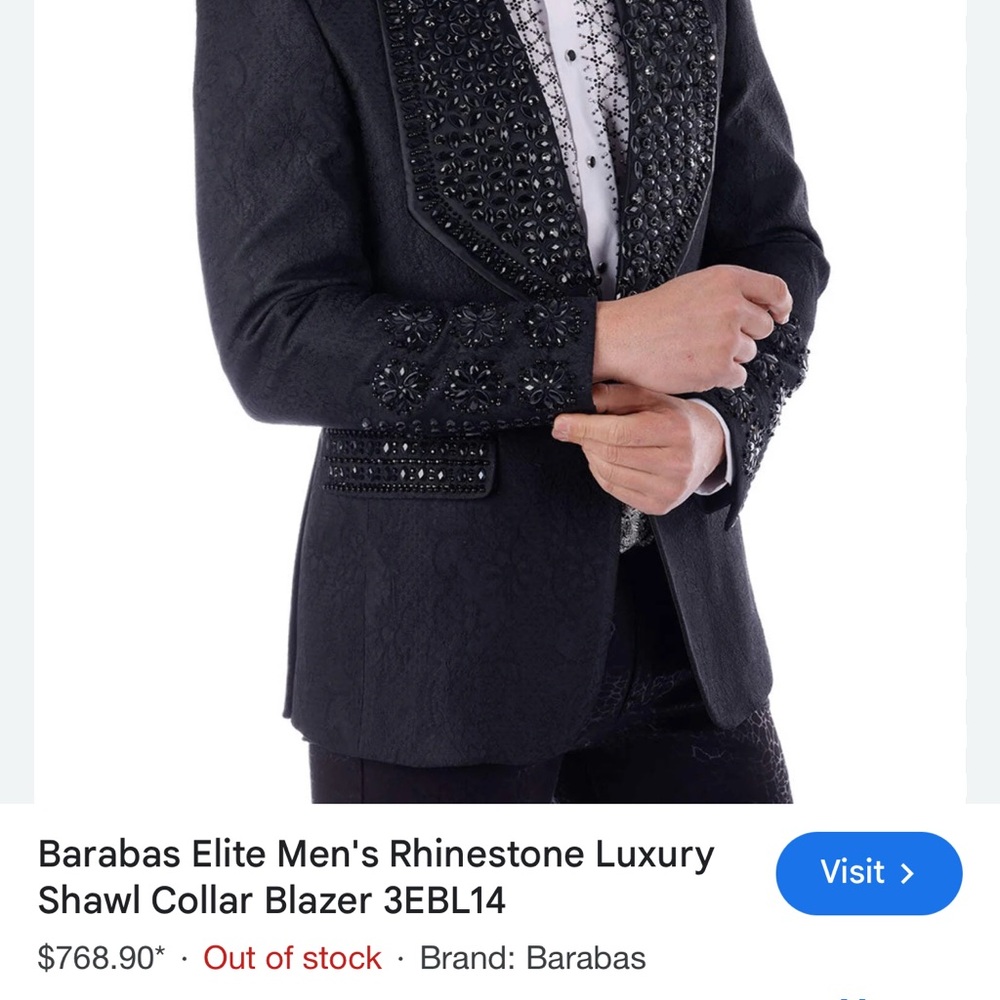 Elegant Black Embellished Men's Blazer - Picture 14 of 14